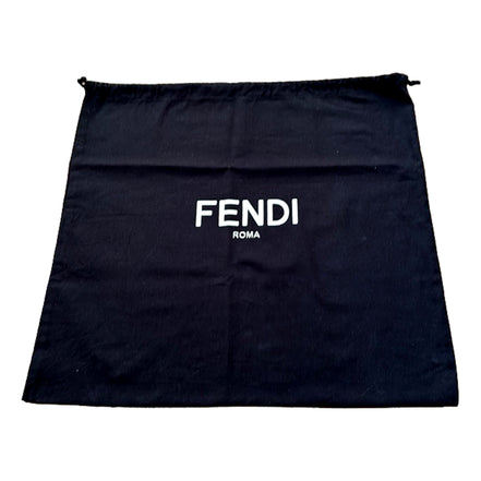 Fendi First Midi Nappa Leather Clutch Crossbody Bag Nero Black Gold FF Logo
