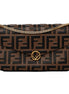 Fendi F is Fendi Brown Zucca Embossed Leather Envelope Wallet on Chain with Pouches available at Queen Bee of Beverly Hills
