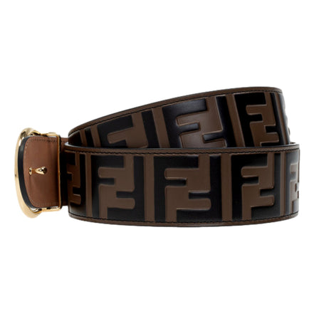Fendi F is Fendi FF Calfskin Brown Zucca Leather Belt 85 available at Queen Bee of Beverly Hills