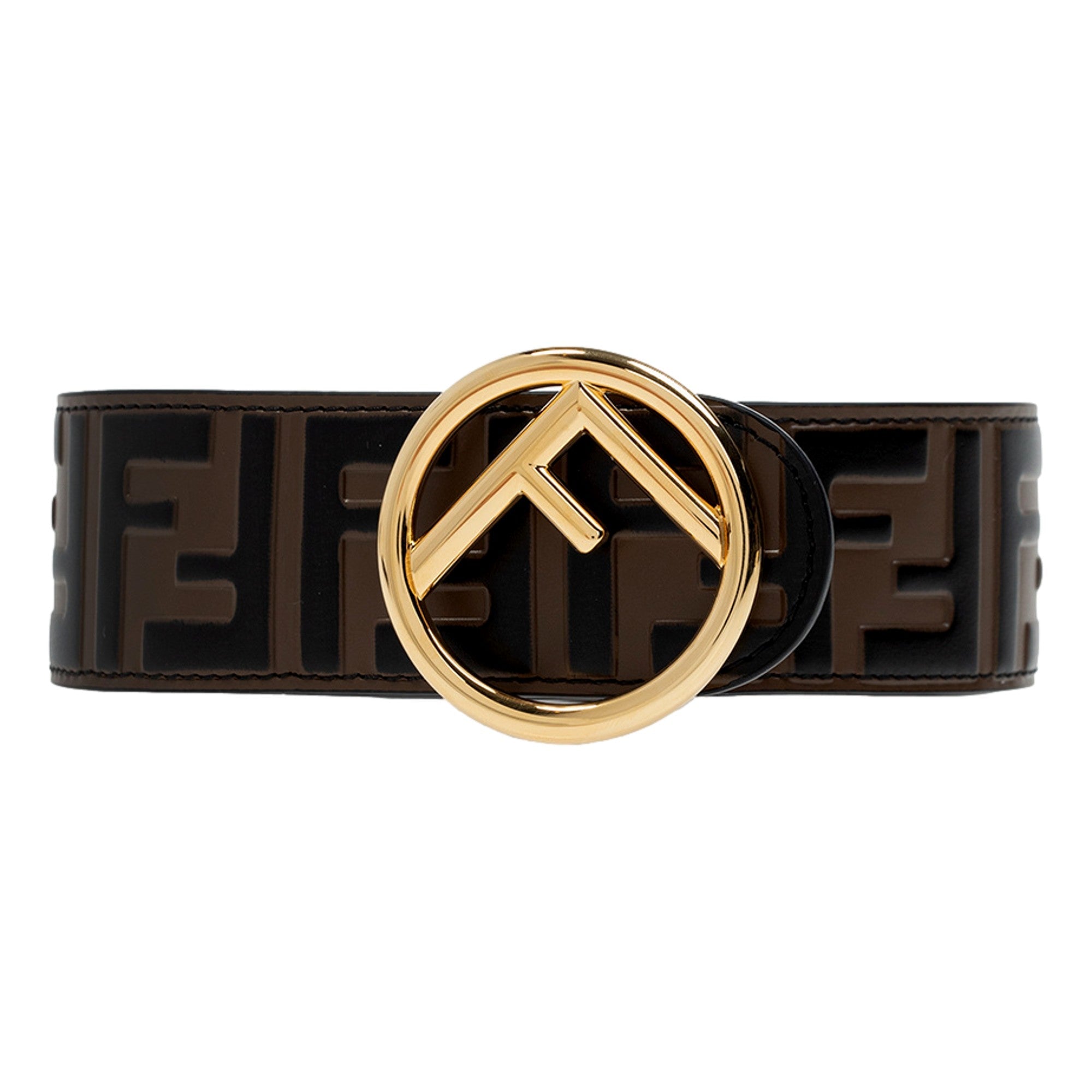 Fendi F is Fendi FF Calfskin Brown Zucca Leather Belt 85 available at Queen Bee of Beverly Hills