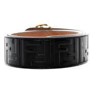 Fendi F is Fendi FF Calfskin Leather Black Embossed Belt Size 80/32 available at Queen Bee of Beverly Hills