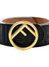 Fendi F is Fendi FF Calfskin Leather Black Embossed Belt Size 80/32 available at Queen Bee of Beverly Hills