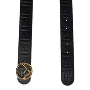 Fendi F is Fendi FF Calfskin Leather Black Embossed Belt Size 80/32 available at Queen Bee of Beverly Hills
