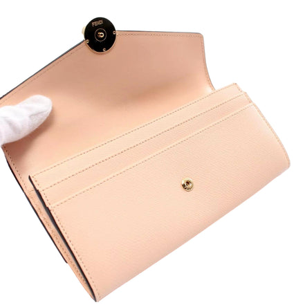 Fendi F Is Fendi Leather Long Envelope Womens Wallet Light Rose Beige Pink available at Queen Bee of Beverly Hills