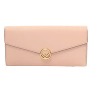 Fendi F Is Fendi Leather Long Envelope Womens Wallet Light Rose Beige Pink available at Queen Bee of Beverly Hills