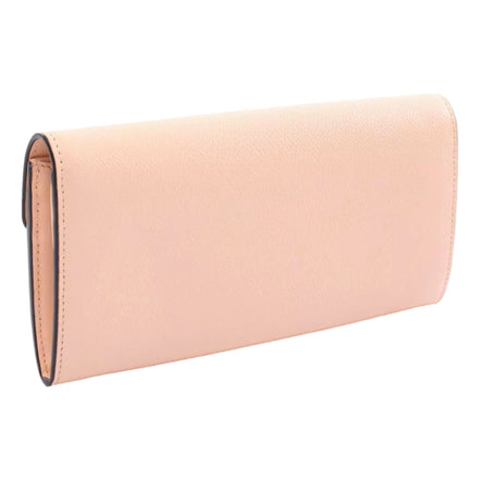 Fendi F Is Fendi Leather Long Envelope Womens Wallet Light Rose Beige Pink available at Queen Bee of Beverly Hills