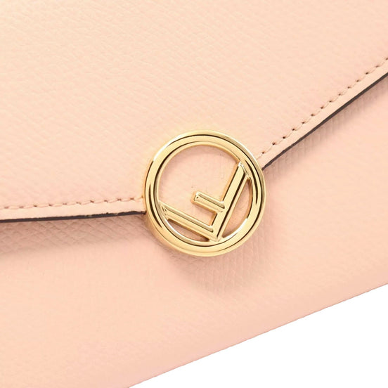 Fendi F Is Fendi Leather Long Envelope Womens Wallet Light Rose Beige Pink available at Queen Bee of Beverly Hills