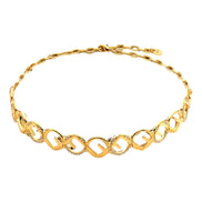 Fendi F is Fendi Logo Choker Necklace White Crystal Gold Metal Chain available at Queen Bee of Beverly Hills