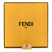 Fendi F is Fendi Logo Ring Wide Band Crystal Gold Metal Size Medium available at Queen Bee of Beverly Hills
