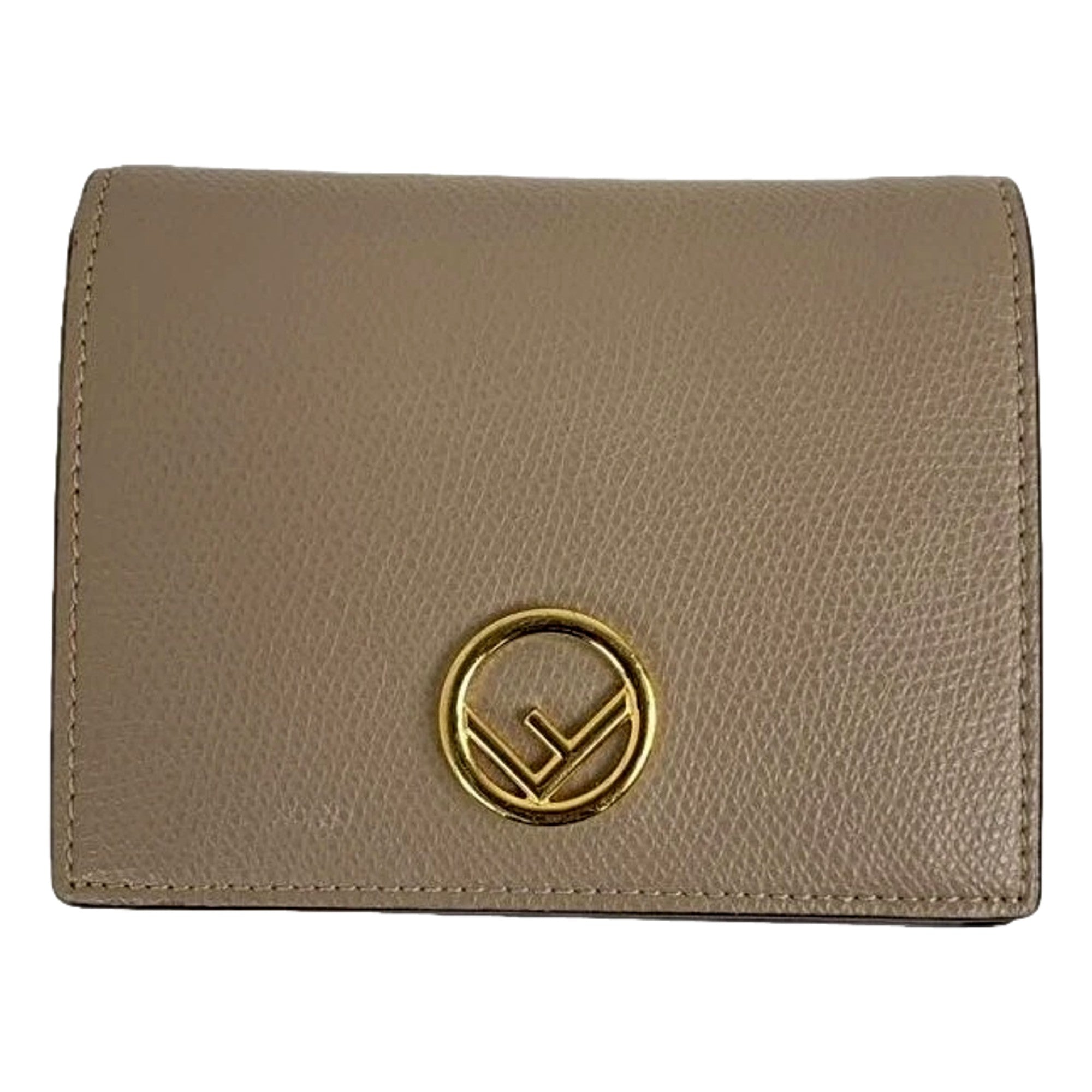 Fendi F is Fendi Tortora Gray Leather Bifold Wallet available at Queen Bee of Beverly Hills