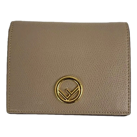 Fendi F is Fendi Tortora Gray Leather Bifold Wallet available at Queen Bee of Beverly Hills