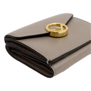 Fendi F Is Fendi Tortora Gray Leather Micro Trifold Wallet available at Queen Bee of Beverly Hills