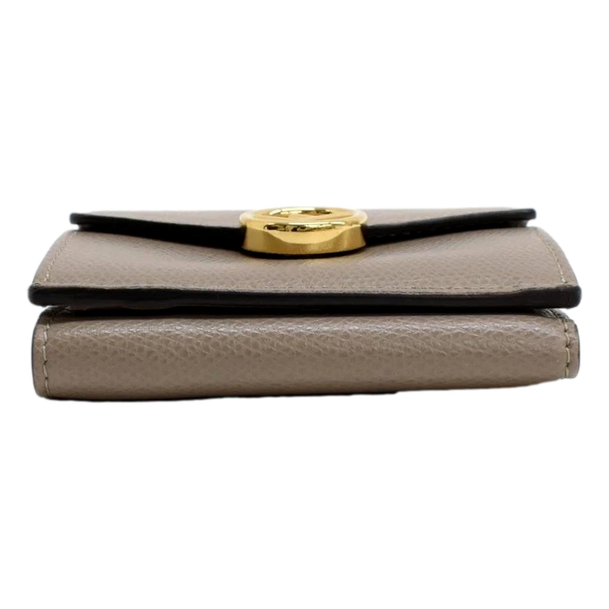Fendi F Is Fendi Tortora Gray Leather Micro Trifold Wallet available at Queen Bee of Beverly Hills