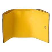 Fendi F is Fendi Yellow Leather Vertigo Print Small Trifold Wallet available at Queen Bee of Beverly Hills