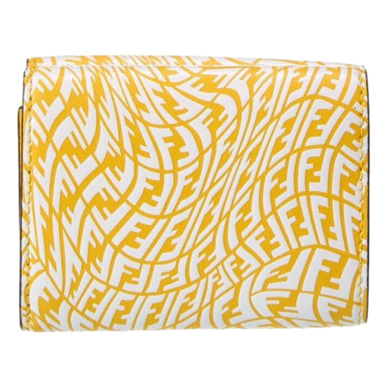 Fendi F is Fendi Yellow Leather Vertigo Print Small Trifold Wallet available at Queen Bee of Beverly Hills