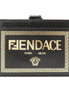 Fendi Fendace Black Leather Card Case Wallet Lanyard available at Queen Bee of Beverly Hills