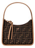 Fendi Fendessence Zucca Brown Canvas Crescent Mini Shoulder Bag available at Queen Bee of Beverly Hills
