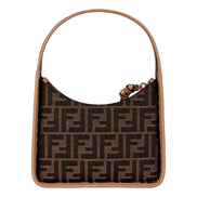 Fendi Fendessence Zucca Brown Canvas Crescent Mini Shoulder Bag available at Queen Bee of Beverly Hills