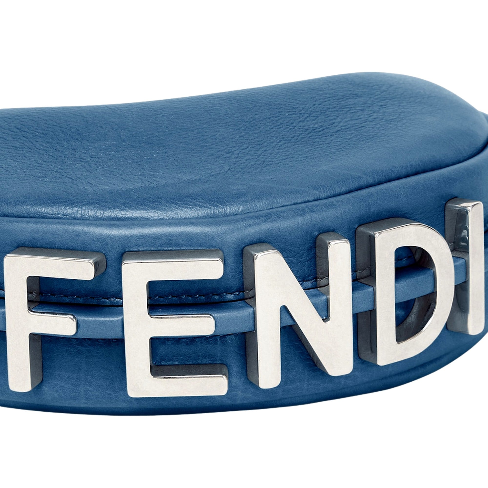 Fendi Fendigraphy Nano Hobo Blue Calfskin Leather Mini Clutch Bag