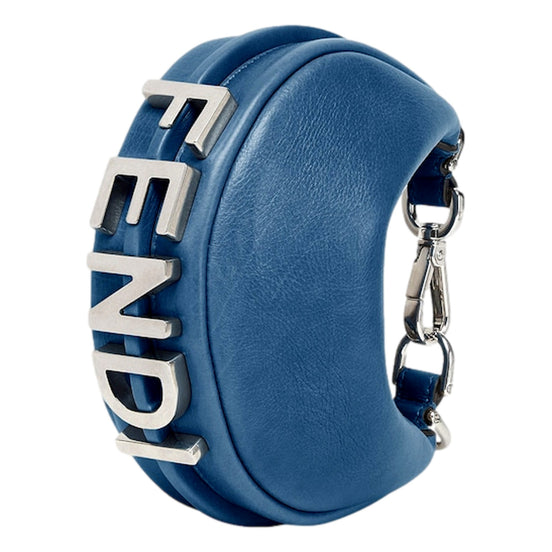 Fendi Fendigraphy Nano Hobo Blue Calfskin Leather Mini Clutch Bag