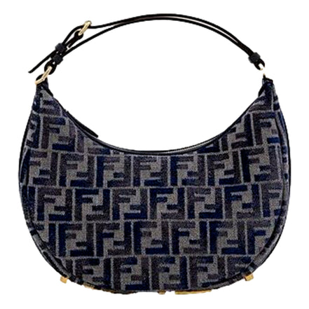 Fendi Fendigraphy Jaquard Canvas Leather Blue Hobo Bag