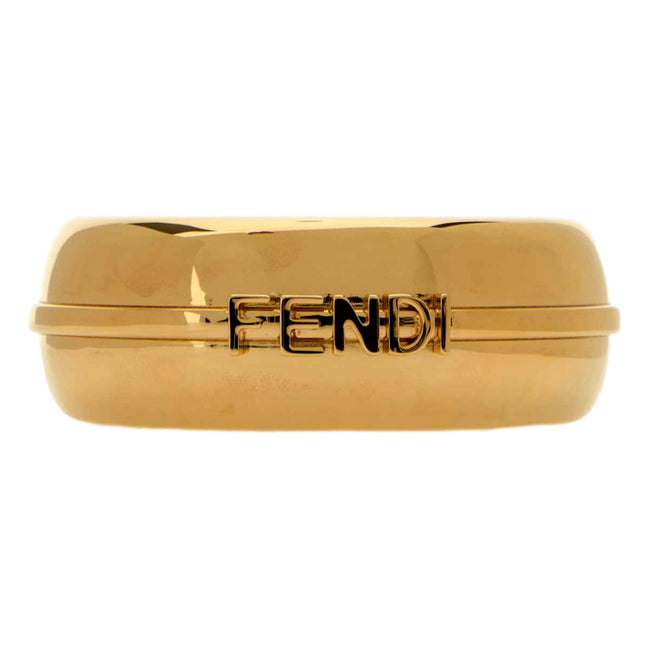 Fendi Fendigraphy Gold Tone Metal Wide Logo Bangle Bracelet