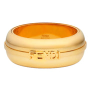 Fendi Fendigraphy Gold Tone Wide Logo Bangle Bracelet
