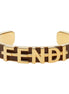 Fendi Fendigraphy Gold Tone Metal Brown Enamel Cuff Bracelet available at Queen Bee of Beverly Hills