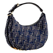 Fendi Fendigraphy Jaquard Canvas Leather Blue Hobo Bag available at Queen Bee of Beverly Hills