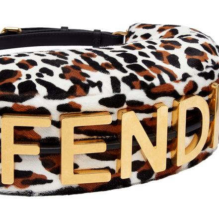Fendi Fendigraphy Lamb Fur Animal Print Shoulder Bag available at Queen Bee of Beverly Hills