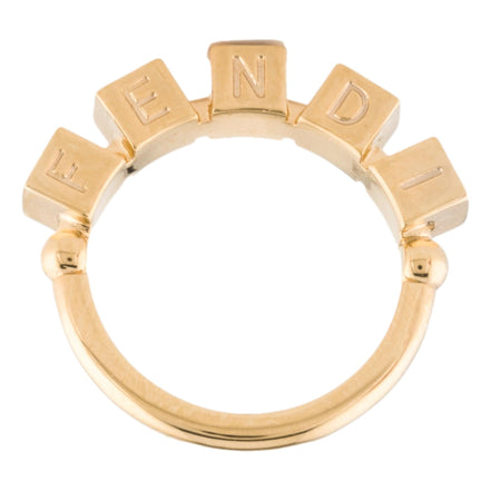 Fendi Fendigraphy Letters Gold Metal Ring Size Small available at Queen Bee of Beverly Hills