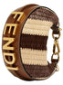 Fendi Fendigraphy Woven Raffia Leather Gianduia Vibrato Mini Hobo Charm Bag available at Queen Bee of Beverly Hills