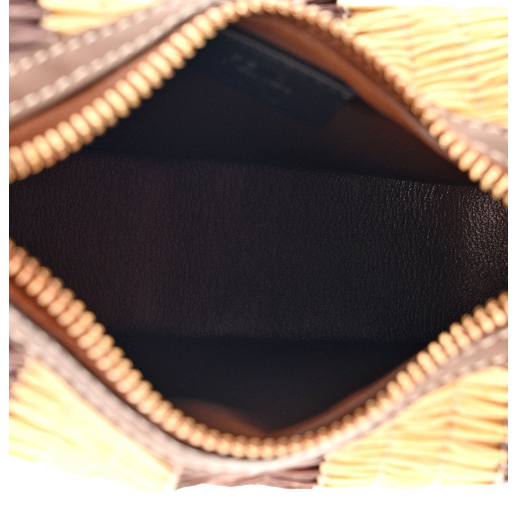 Fendi Fendigraphy Woven Raffia Leather Gianduia Vibrato Mini Hobo Charm Bag available at Queen Bee of Beverly Hills
