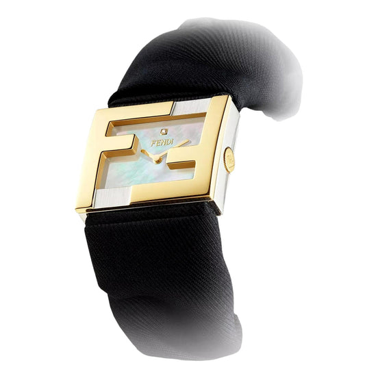 Fendi Fendimania Baguette Black Nylon Timepiece Watch available at Queen Bee of Beverly Hills
