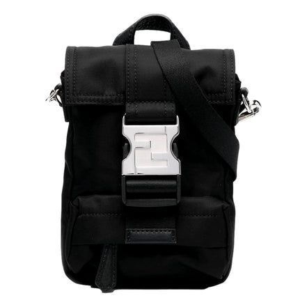 Fendi Fendiness Black Nylon Buckle Mini Backpack Crossbody Bag available at Queen Bee of Beverly Hills