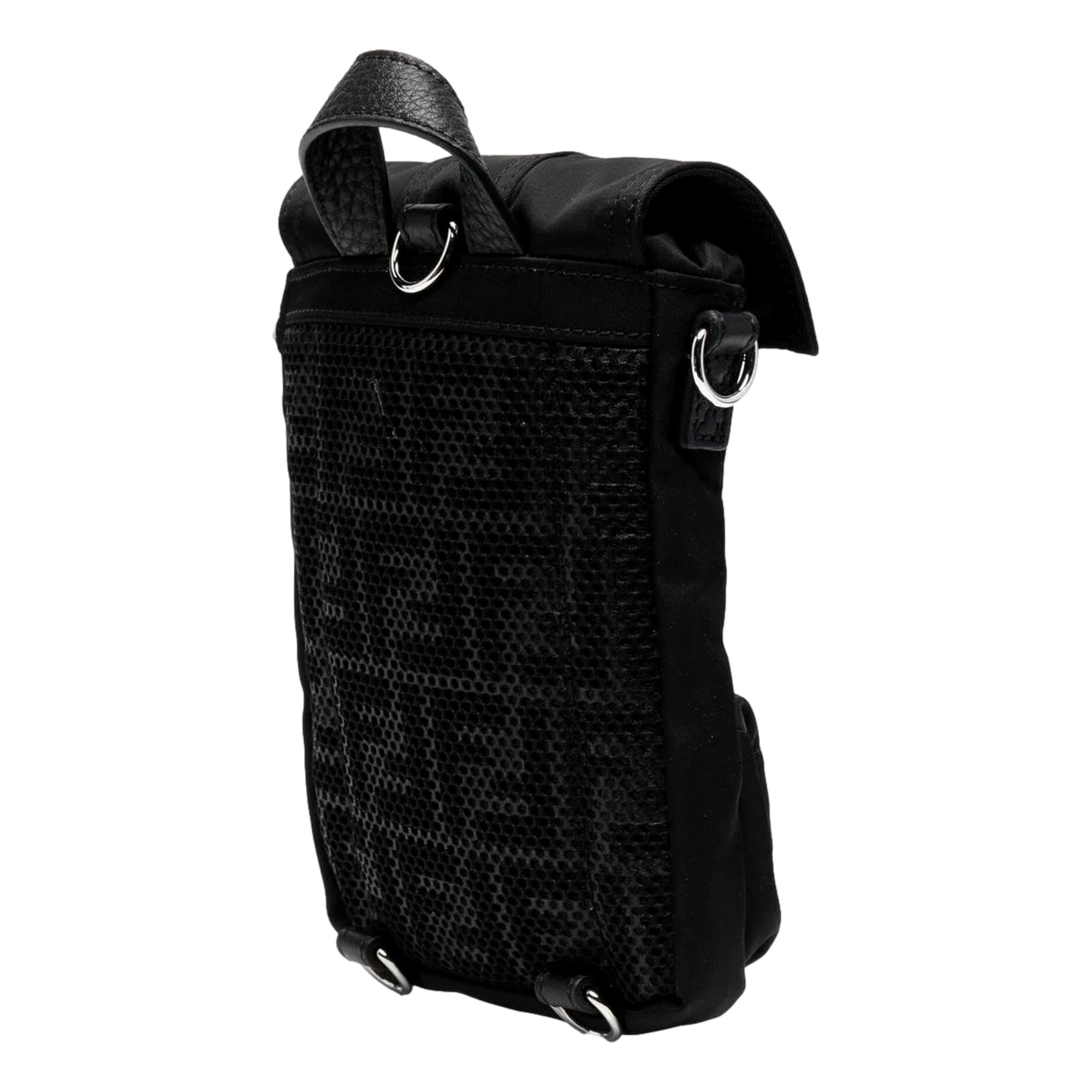 Fendi Fendiness Black Nylon Buckle Mini Backpack Crossbody Bag available at Queen Bee of Beverly Hills