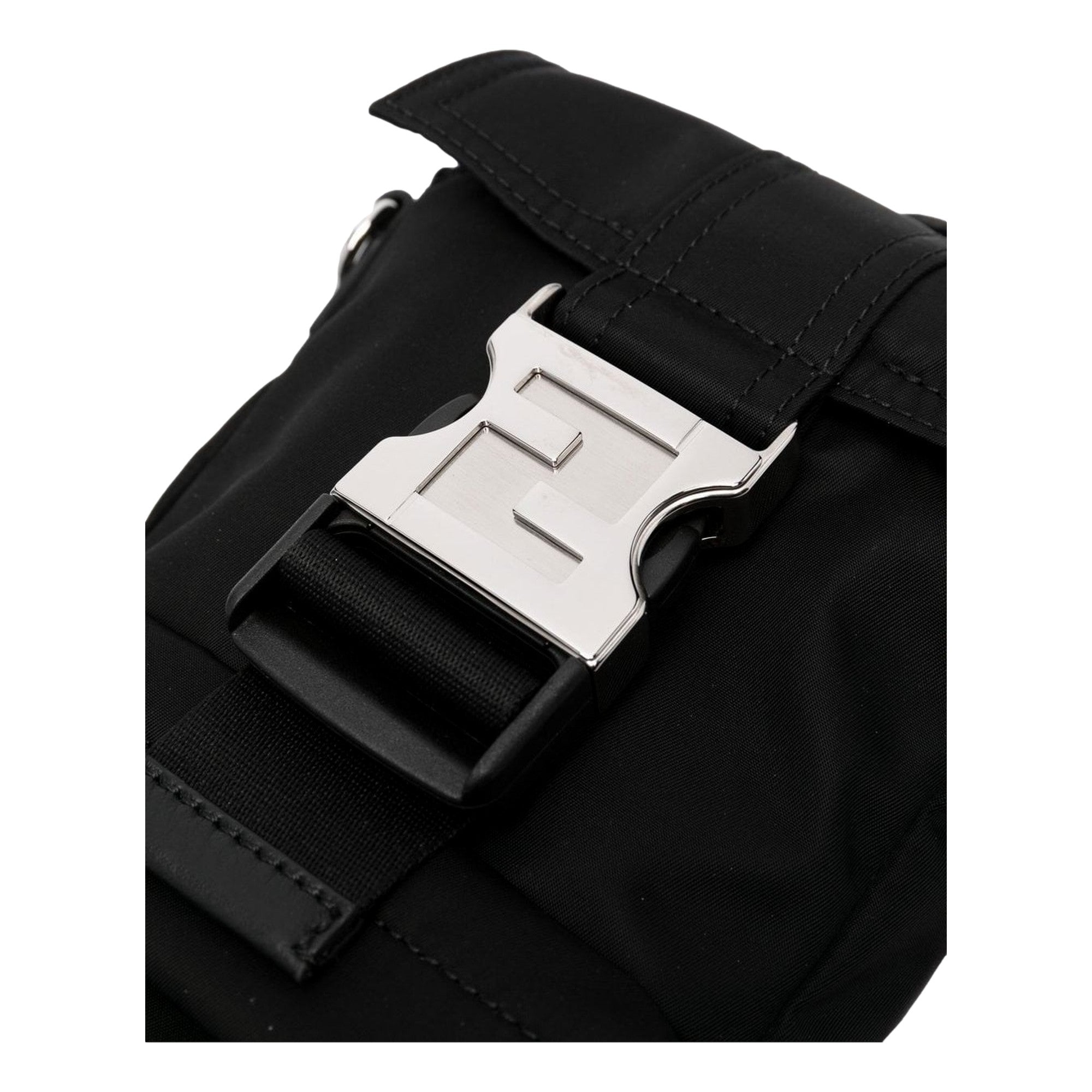 Fendi Fendiness Black Nylon Buckle Mini Backpack Crossbody Bag available at Queen Bee of Beverly Hills