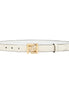 Fendi FF Logo Gold Tone Buckle White Leather Skinny Belt 90