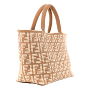 Fendi FF Cammello Beige Knitted Cashmere Large Shopper Tote Bag available at Queen Bee of Beverly Hills