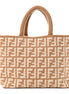 Fendi FF Cammello Beige Knitted Cashmere Large Shopper Tote Bag available at Queen Bee of Beverly Hills