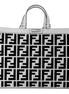 Fendi FF Canvas Leather Black and White Turn Lock X-Tote available at Queen Bee of Beverly Hills