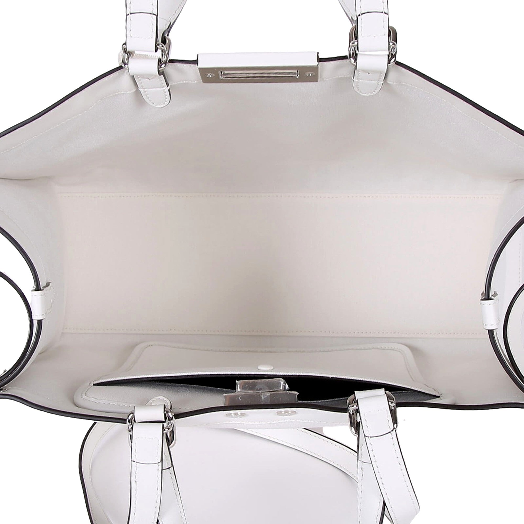 Fendi FF Canvas Leather Black and White Turn Lock X-Tote available at Queen Bee of Beverly Hills