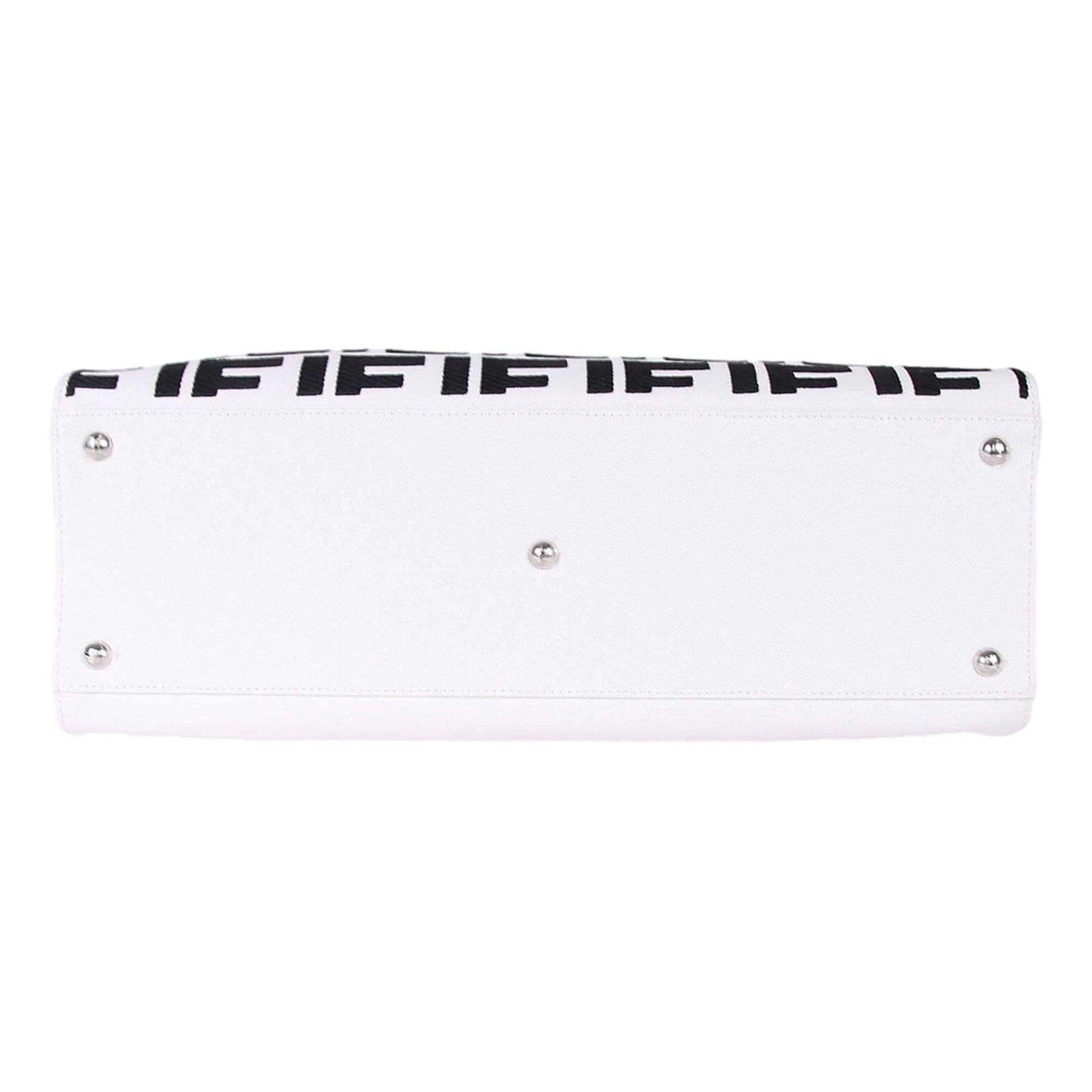 Fendi FF Canvas Leather Black and White Turn Lock X-Tote available at Queen Bee of Beverly Hills