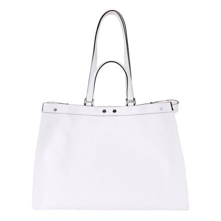 Fendi FF Canvas Leather Black and White Turn Lock X-Tote available at Queen Bee of Beverly Hills