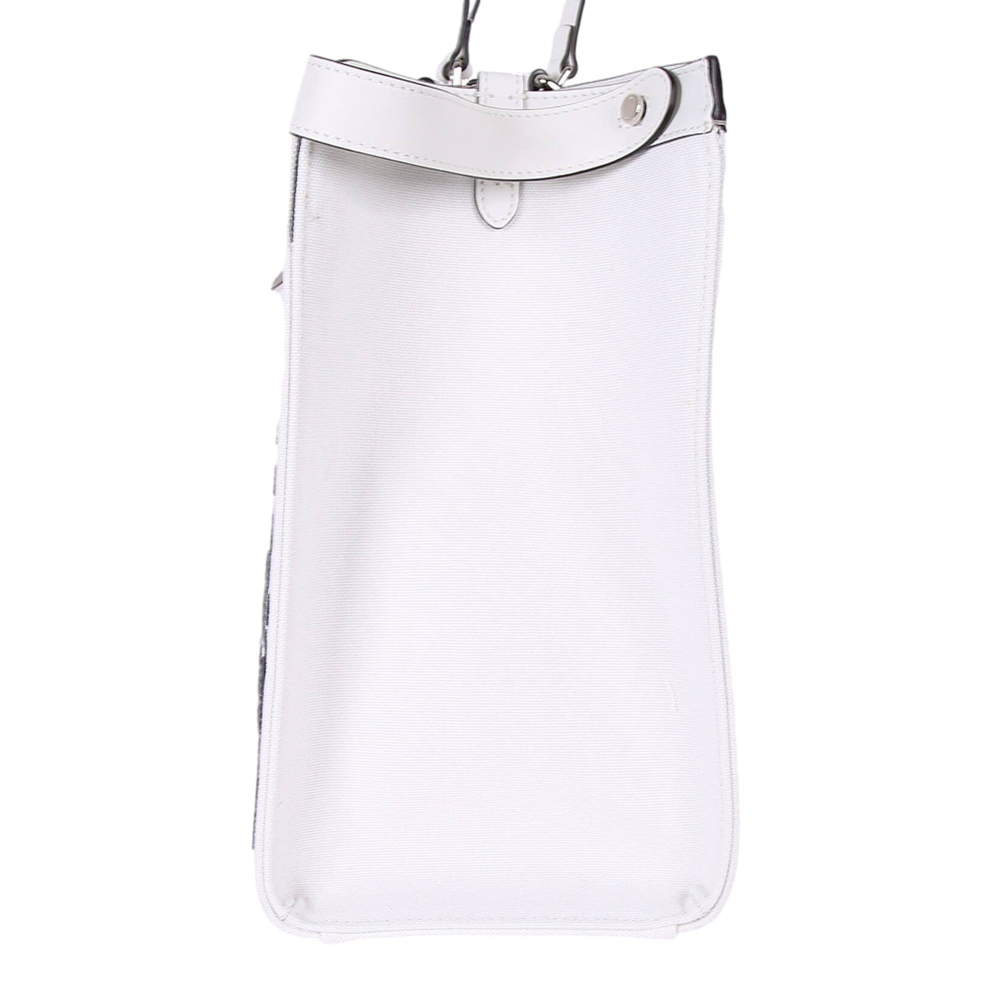 Fendi FF Canvas Leather Black and White Turn Lock X-Tote available at Queen Bee of Beverly Hills