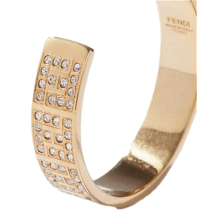 Fendi FF Crystal Embellished Gold Hoop Earrings available at Queen Bee of Beverly Hills