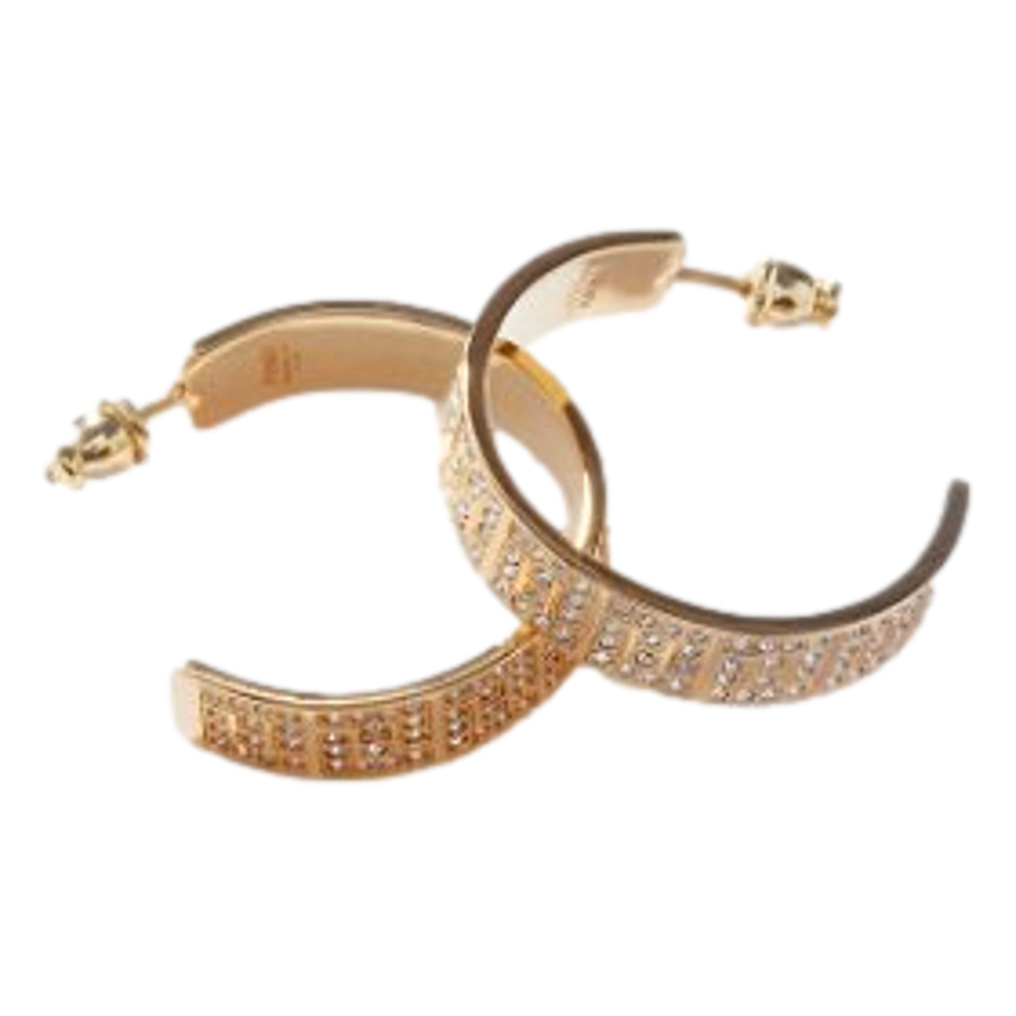 Fendi FF Crystal Embellished Gold Hoop Earrings – Queen Bee of