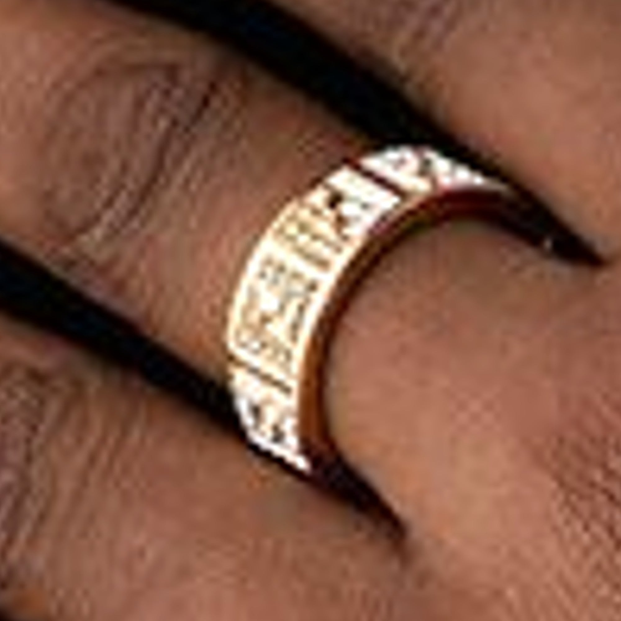 Fendi FF Crystal Embellished Wide Band Gold Ring Small available at Queen Bee of Beverly Hills