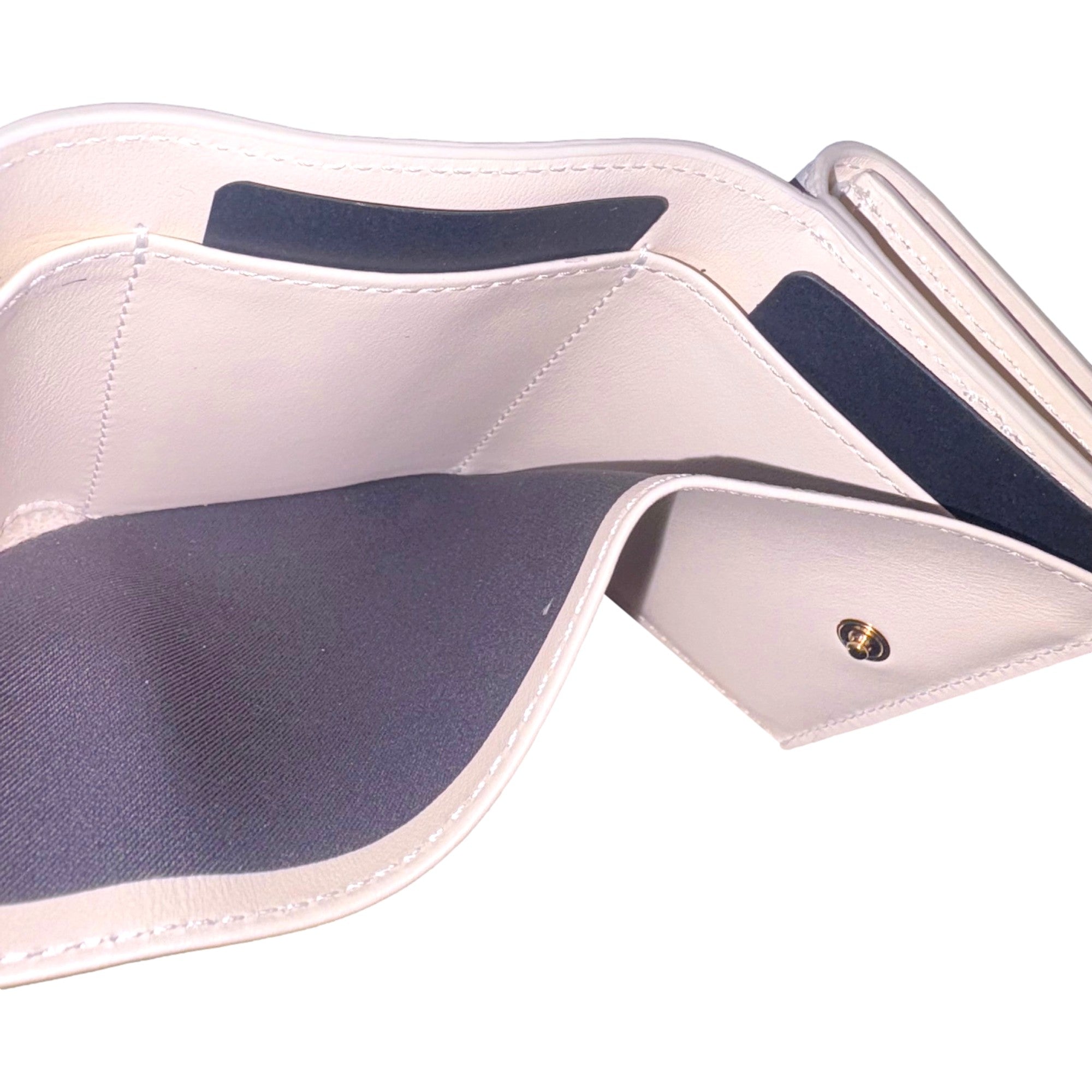 Fendi FF Cube Embossed Logo Bianco Ice White Leather Trifold available at Queen Bee of Beverly Hills