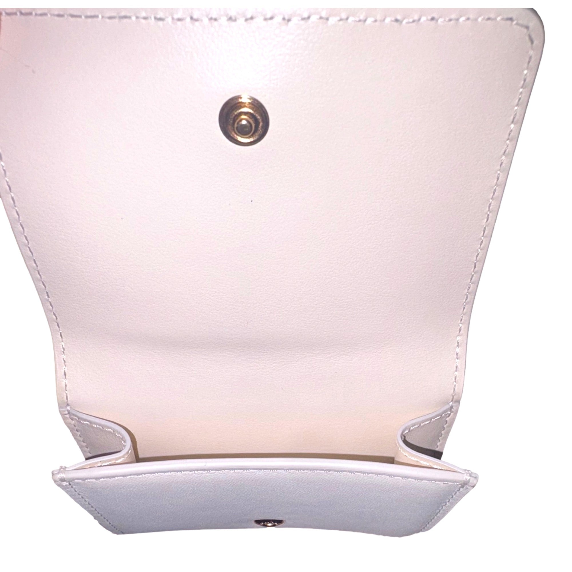 Fendi FF Cube Embossed Logo Bianco Ice White Leather Trifold available at Queen Bee of Beverly Hills